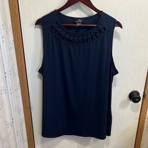 AnyWear Navy Sleeveless Tank with Braided Neckline